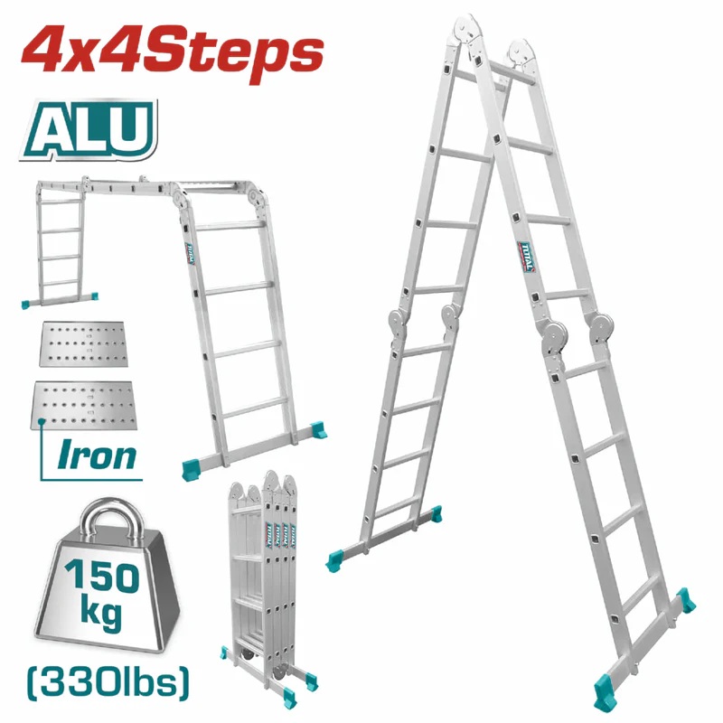 Escalera Total Multiposicion Aluminio 4x4 Peldaños