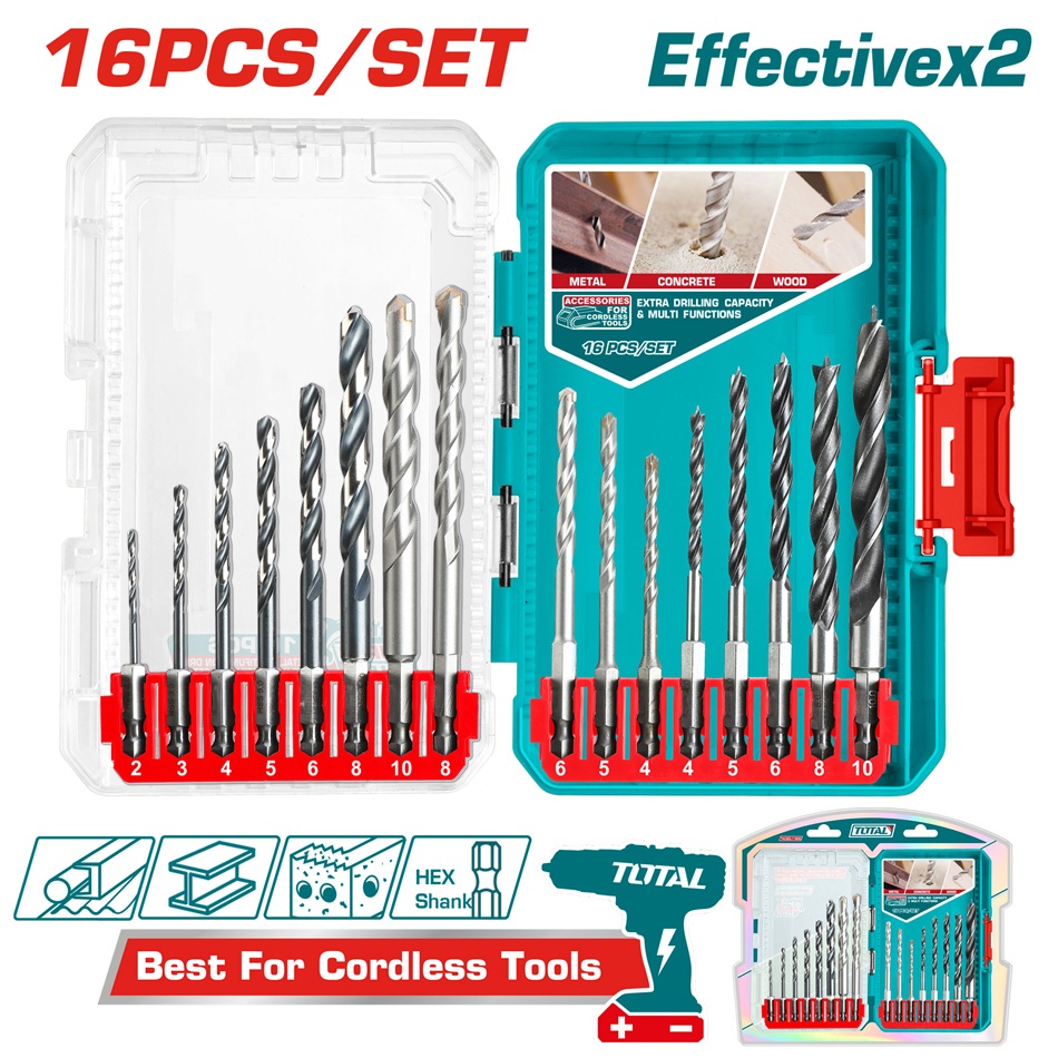Kit De Mechas Total 16pcs Mamposteria Y Madera